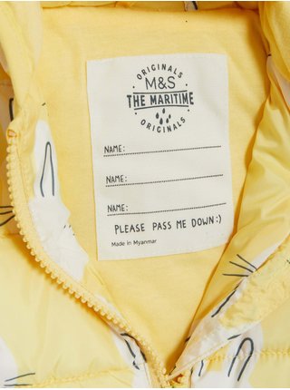 Žlutá holčičí vzorovaná voděodpudivá zimní bunda Marks & Spencer 