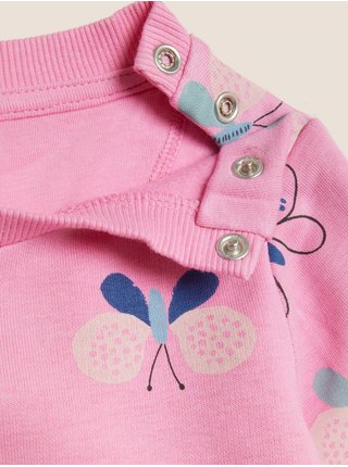 Růžová holčičí vzorovaná mikina Marks & Spencer
