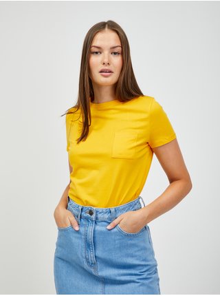 Žlté basic tričko s vreckom ORSAY
