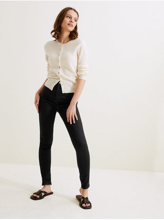 Černé dámské přiléhavé džíny s vysokým pasem Marks & Spencer 