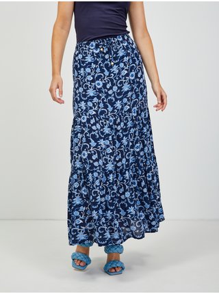 Tmavě modrá květovaná maxi sukně ORSAY