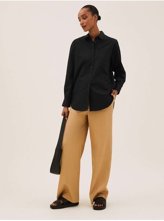 Košile velikosti maxi ve stylu Girlfriend, z čisté bavlny Marks & Spencer černá
