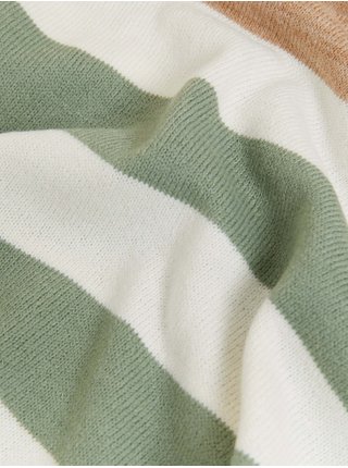 Zeleno-krémový dámský pruhovaný svetr Marks & Spencer 