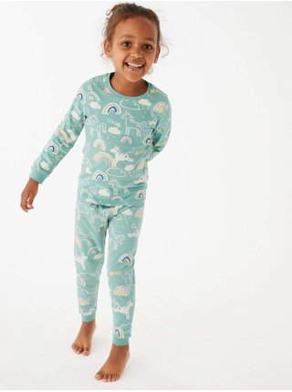 Tyrkysové holčičí vzorované pyžamo Marks & Spencer 