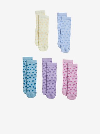 Sada pěti párů holčičích barevných ponožek Marks & Spencer 