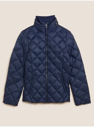 Tmavě modrá dámská prošívaná péřová bunda Marks & Spencer 