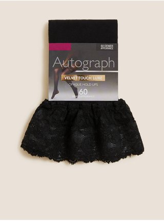 Černé dámské luxusní samodržící punčochy s jemným povrchem 60D Marks & Spencer