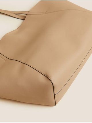 Béžová dámská velká kabelka z umělé kůže Marks & Spencer 