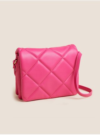Růžová dámská mini kabelka přes rameno z umělé kůže Marks & Spencer 