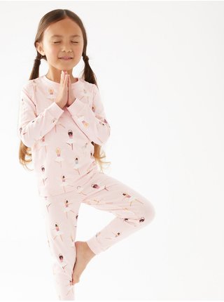 Růžové holčičí pyžamo s vysokým podílem bavlny  Marks & Spencer