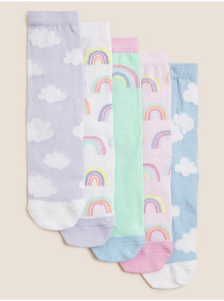 Sada pěti párů holčičích barevných vzorovaných ponožek Marks & Spencer  