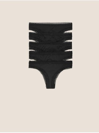 Balení pěti kusů černých dámských brazilských kalhotek z mikrovlákna Marks & Spencer