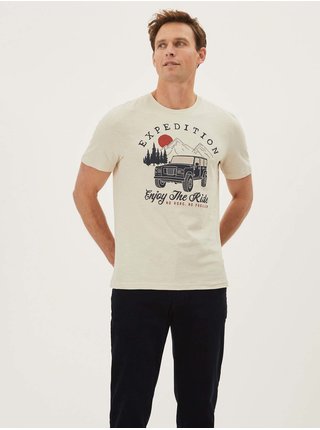 Krémové pánské tričko Marks & Spencer 