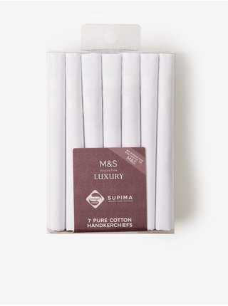 Sada sedmi kusů antibakteriálních kapesníků v bílé barvě Marks & Spencer 