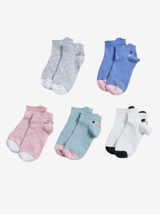 Sada pěti párů dětských barevných vzorovaných ponožek Marks & Spencer 