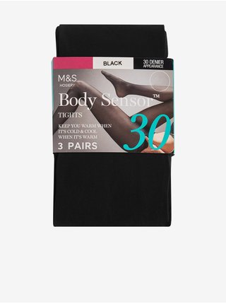 Sada tří párů dámských punčochových kalhot v černé barvě 30 DEN Marks & Spencer 