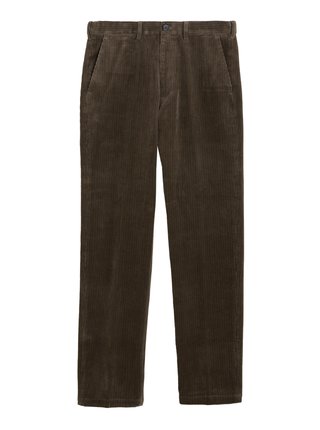 Manšestrové kalhoty, normální střih Marks & Spencer hnědá