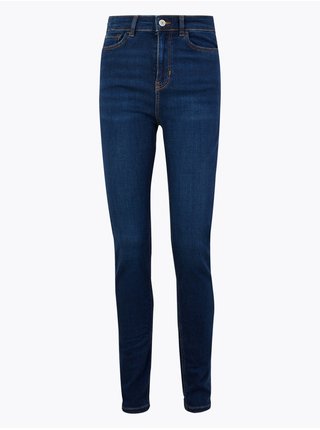 Modré dámské přiléhavé džíny s vysokým pasem z materiálu Tencel™ Marks & Spencer 