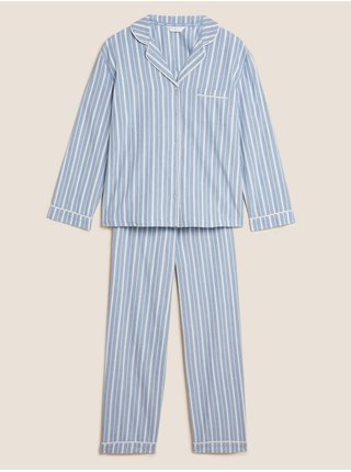 Modrá dámská pyžamová souprava z čisté bavlny s technologií Cool Comfort™ Marks & Spencer