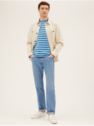 Modré pánské strečové džíny rovného střihu Marks & Spencer