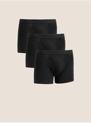 Sada tří kusů černých pánských boxerek z prémiové bavlny Marks & Spencer