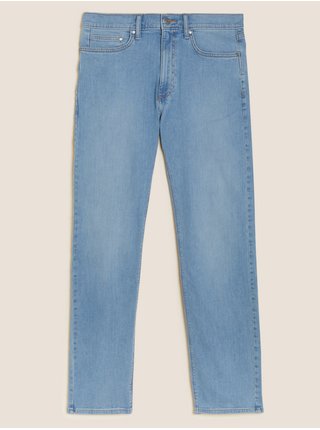 Modré pánské strečové džíny rovného střihu Marks & Spencer