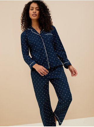 Tmavě modrá pyžamová souprava z čisté bavlny s technologií Cool Comfort™ Marks & Spencer