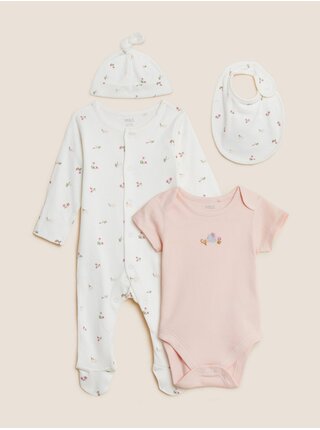 Růžovo-bílý dětský vzorovaný set Marks & Spencer 