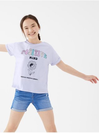 Fialové holčičí tričko s potiskem Marks & Spencer 