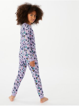 Fialové holčičí vzorované pyžamo Marks & Spencer 