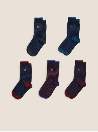 Sada pěti unisex vzorovaných ponožek v tmavě modré a fialově barvě Marks & Spencer 