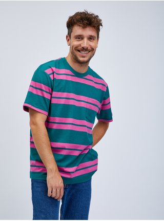 Růžovo-zelené pánské pruhované tričko GAP 