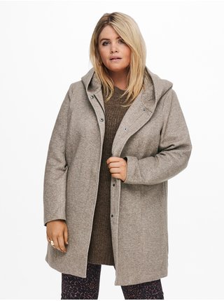 Svetlohnedý ľahký kabát s kapucňou ONLY CARMAKOMA Sedona