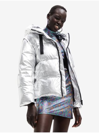 Dámska zimná bunda v striebornej farbe Desigual