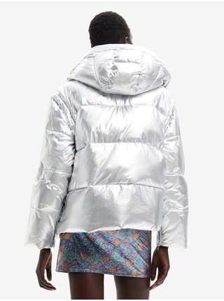 Dámska zimná bunda v striebornej farbe Desigual