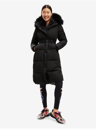 Čierny dámsky zimný prešívaný kabát Desigual Noruega
