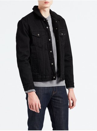 Černá pánská džínová bunda s umělým kožíškem Levi's® 