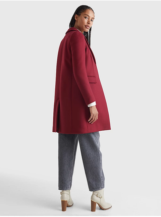 Červený dámsky vlnený kabát Tommy Hilfiger