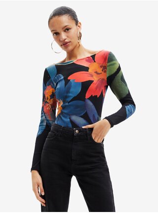 Černé dámské květované body Desigual Grandflower