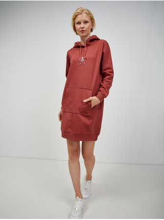 Tehlové mikinové šaty s kapucňou Calvin Klein