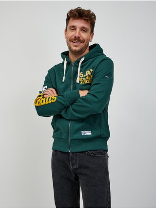Zelená pánská mikina se zipem a s kapucí Superdry