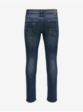 Tmavě modré slim fit džíny s potrhaným efektem ONLY & SONS Loom