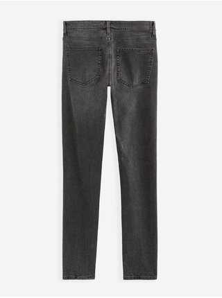 Tmavě šedé pánské slim fit džíny s potrhaným efektem Celio Codestroys