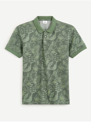 Zelené pánské vzorované polo tričko Celio Cebird