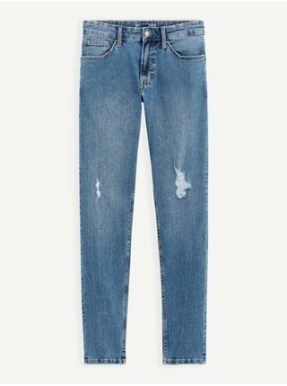 Modré pánské slim fit džíny  Celio Codestroys