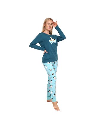 Modré veselé dámské pyžamo Dedoles Tučňák na ledě
