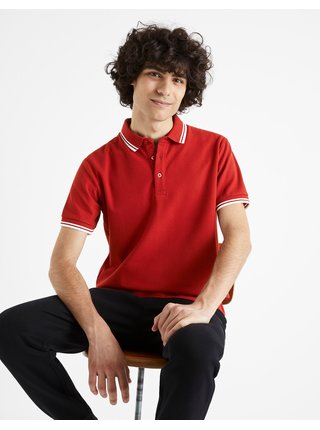 Červené pánské basic polo tričko Celio Beline