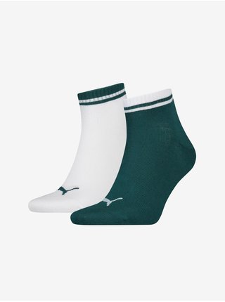 Sada dvou párů ponožek v bílé a zelené barvě Puma