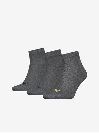 Sada tří párů žíhaných ponožek v tmavě šedé barvě Puma