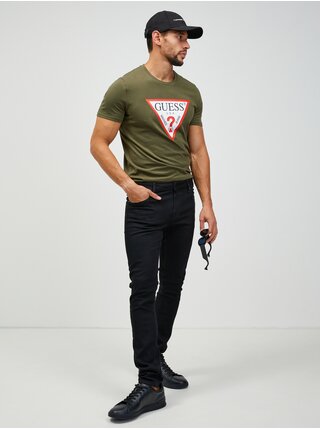 Čierne pánske slim fit rifle Guess Chris